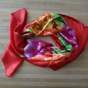 NEW Red Flowers Scarf Square